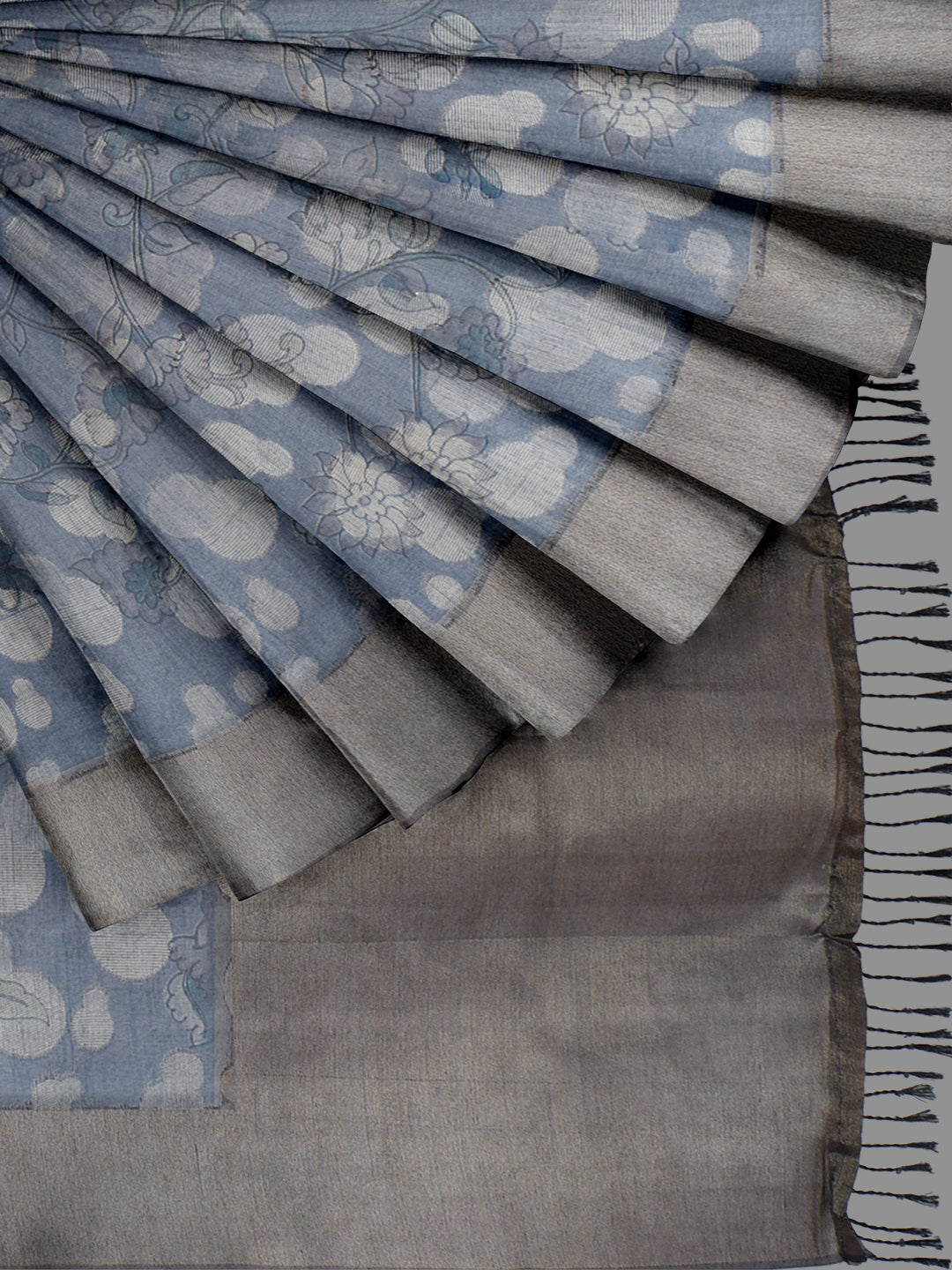 Women Pastel Blue Semi Tussar Printed Saree ST266