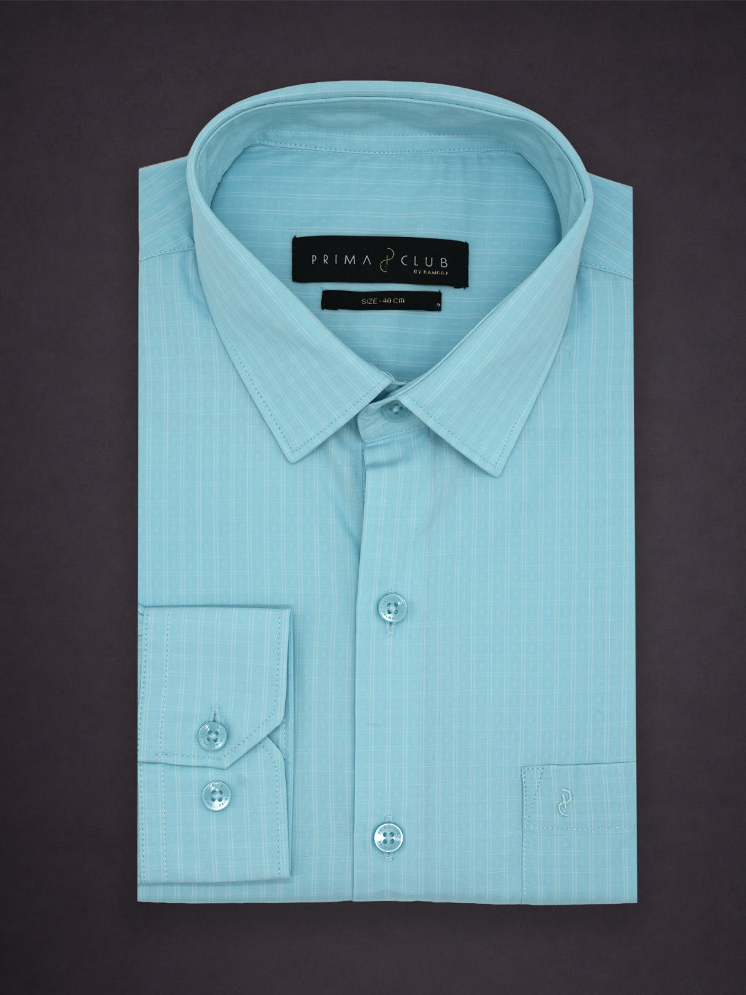 Prima Club Premium Cotton Dobby Aqua Green Checks Regular Fit Shirt SRBP4
