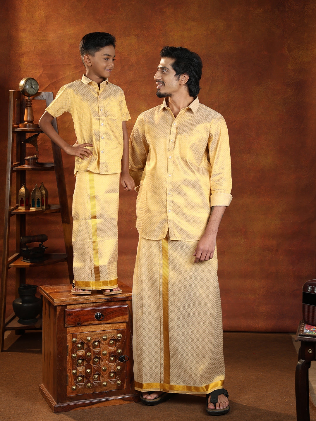 Like Father Like Son Tissue Jacquard Shirt with Matching Dhoti Set GDP3