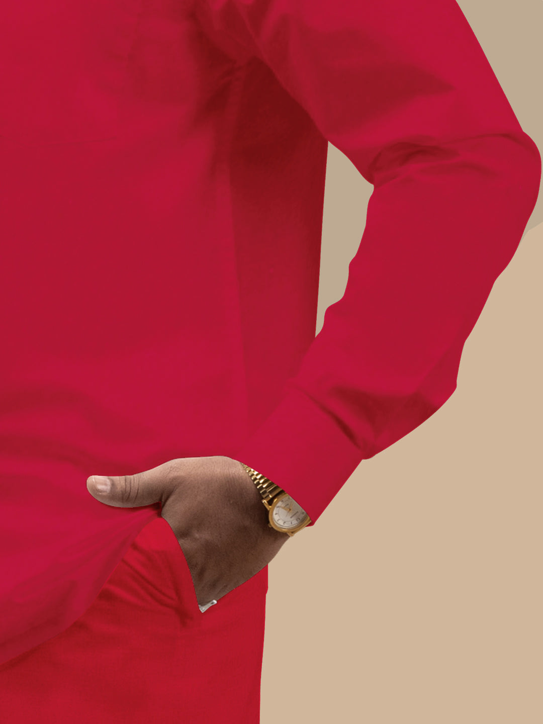 Men Cotton Blend Readymade Single Layer Red Dhoti with Assorted Border