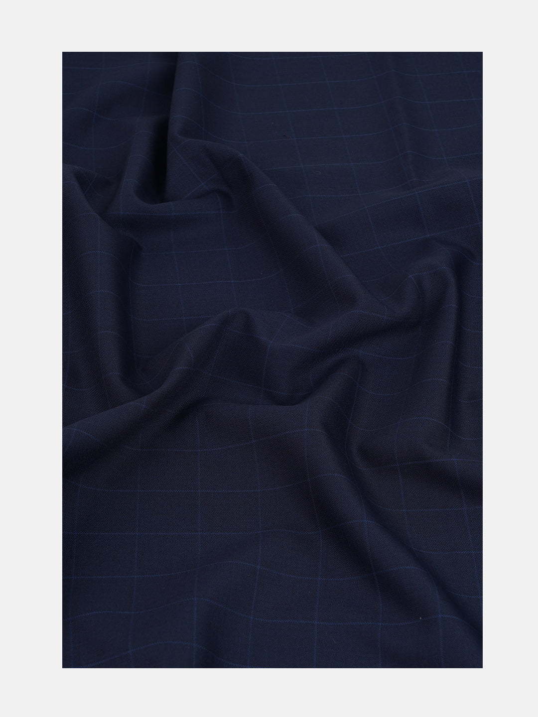 Men Wool Blended Checks Suiting Fabric Navy Star Wool