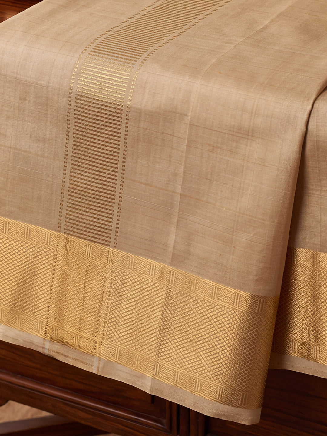 Premium Pure Tussar Silk Hand Embroidered Grand Floral & Leaf Chest Motif Customized Shirt & Dhoti Set | Ilachezhian