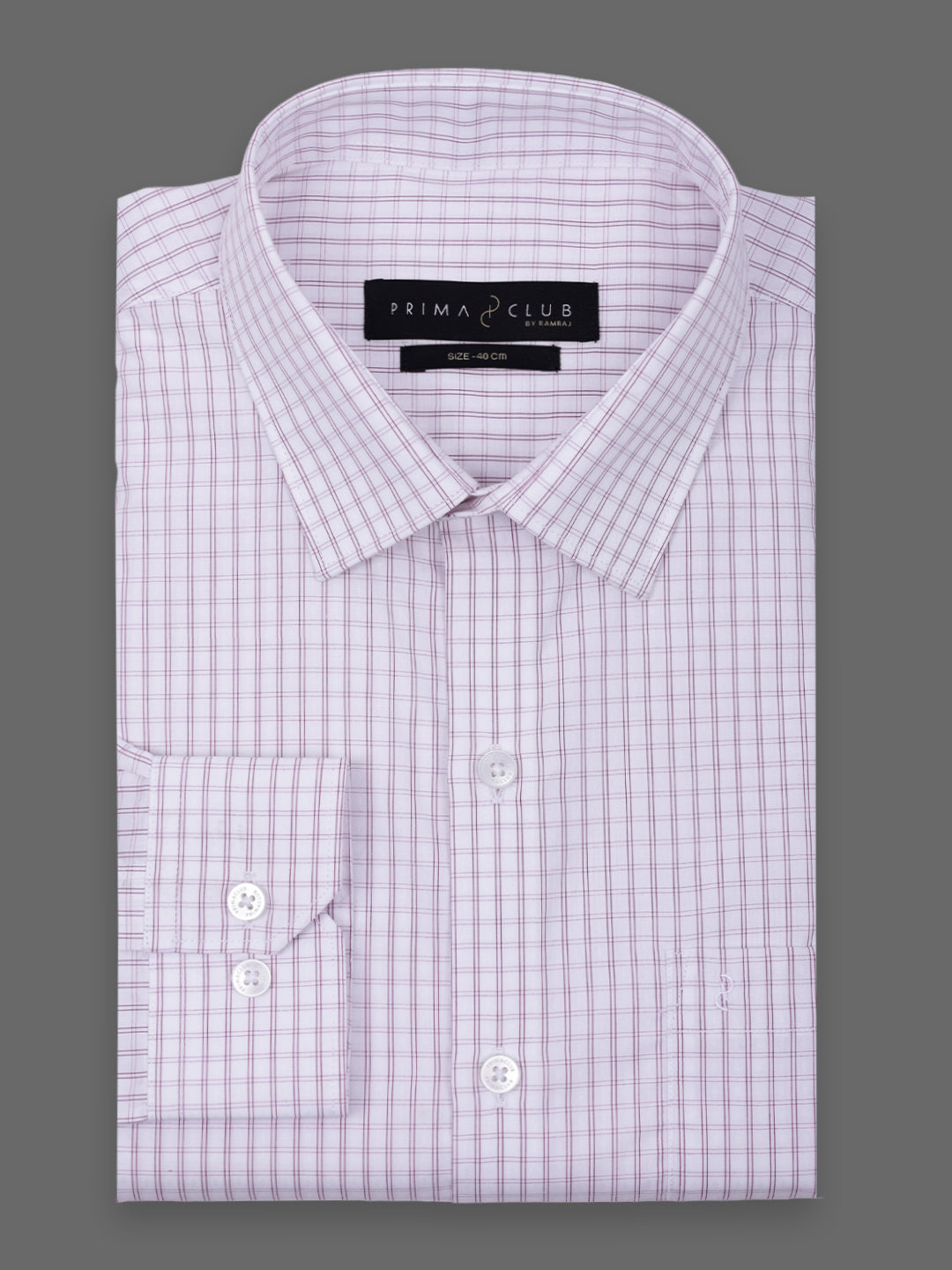 Prima Club Premium Cotton Dobby White Purple Checked Regular Fit Shirt SRBP3