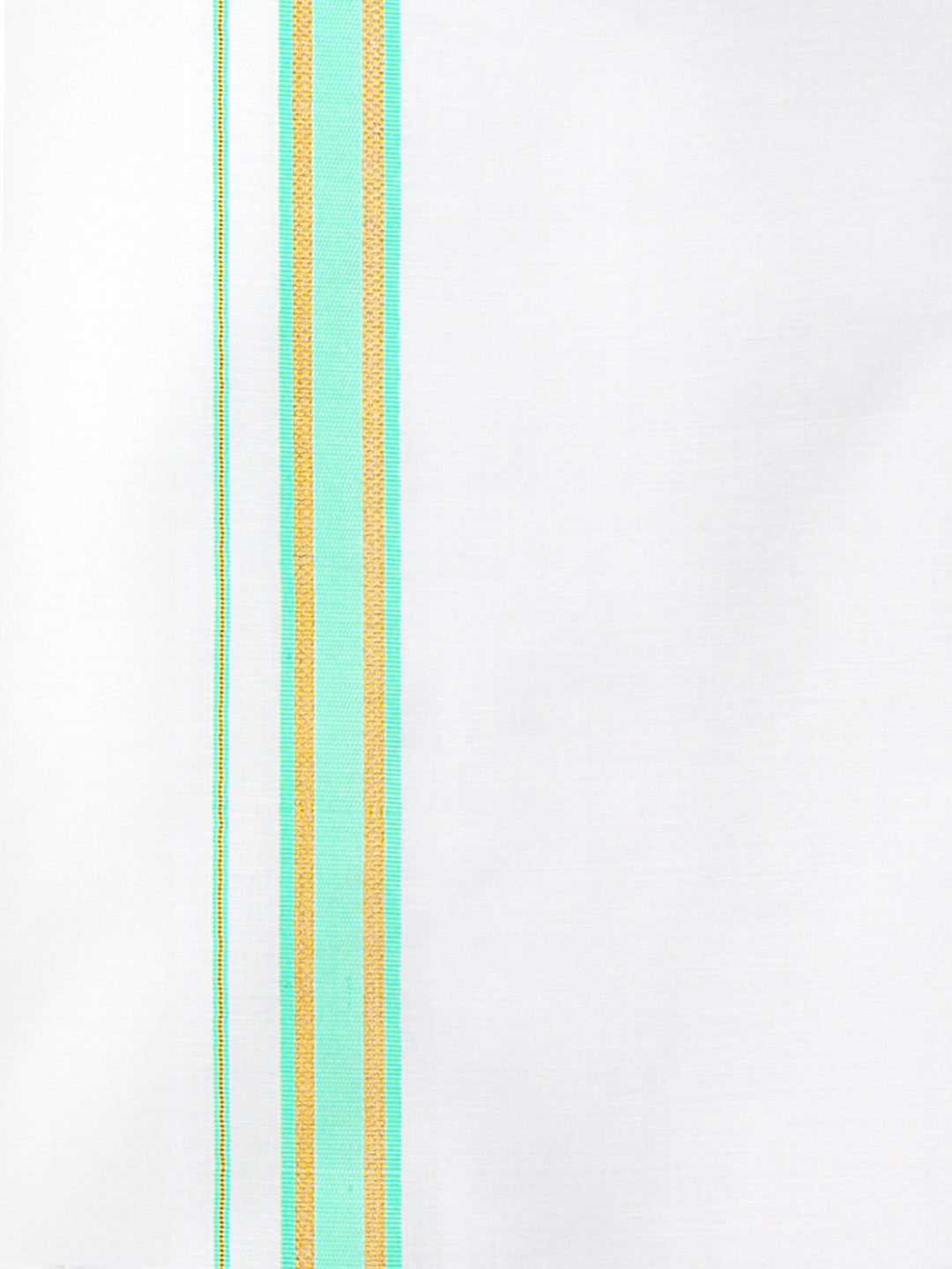 Men Cotton Blend Readymade Single Layer White Dhoti with Fancy Jari Border GACJ30