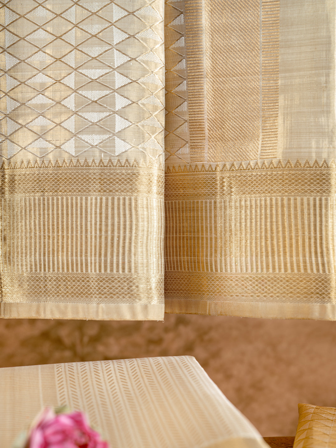 Pure Silk 5" Gold Tissue Jari Weaving Wedding Dhoti & Towel Set – Amirtham
