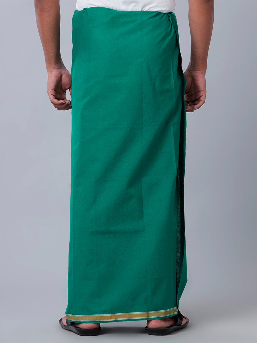 Men 100% Cotton Single Layer Green Dhoti with Fancy Border Charming Line Colour 2