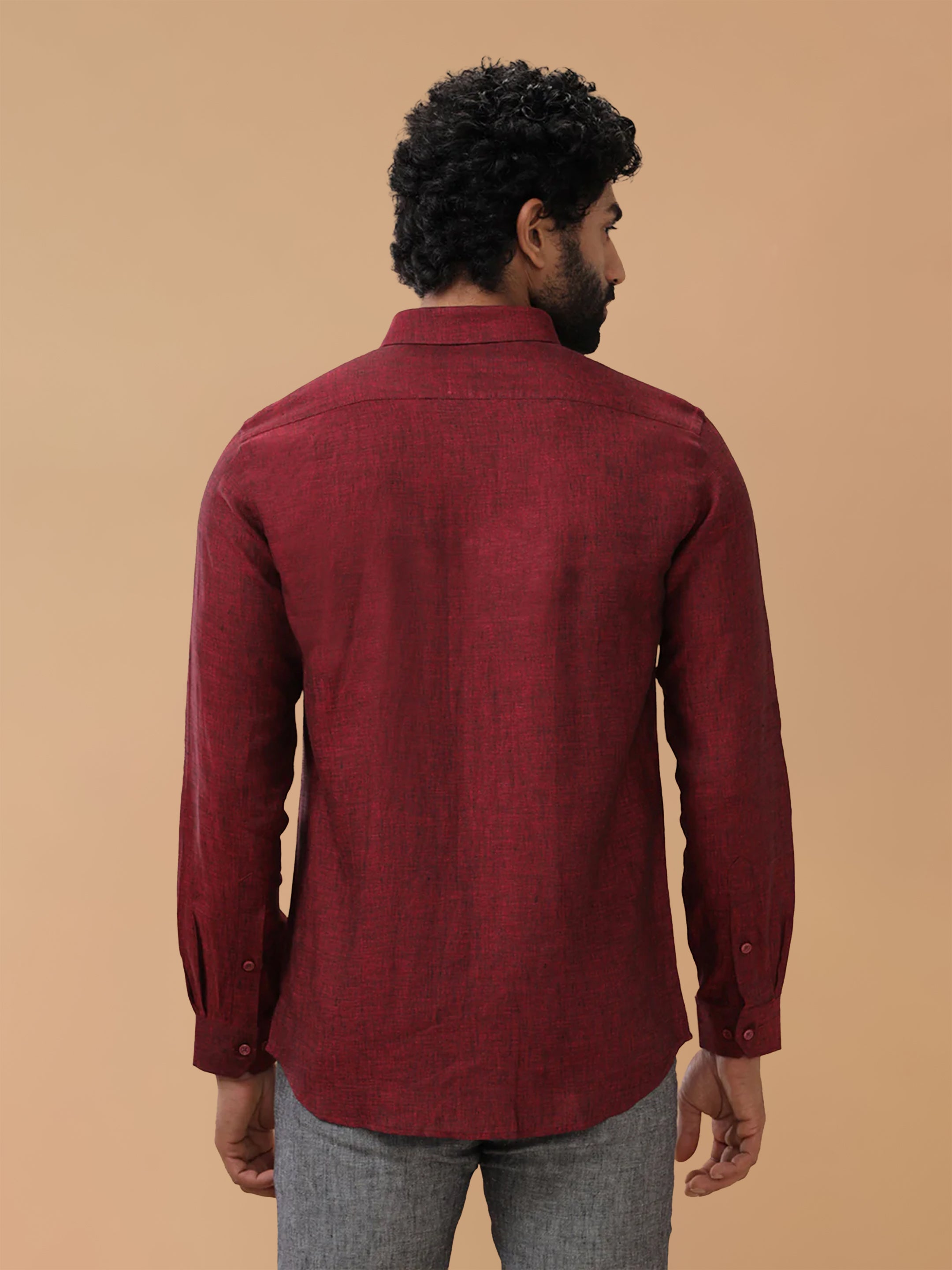 Pure Linen Rustic Red Smart Fit Shirt L30