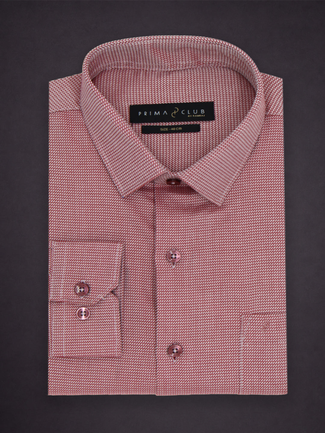 Prima Club Premium Cotton Dobby Pink Red Regular Fit Shirt SRBD1