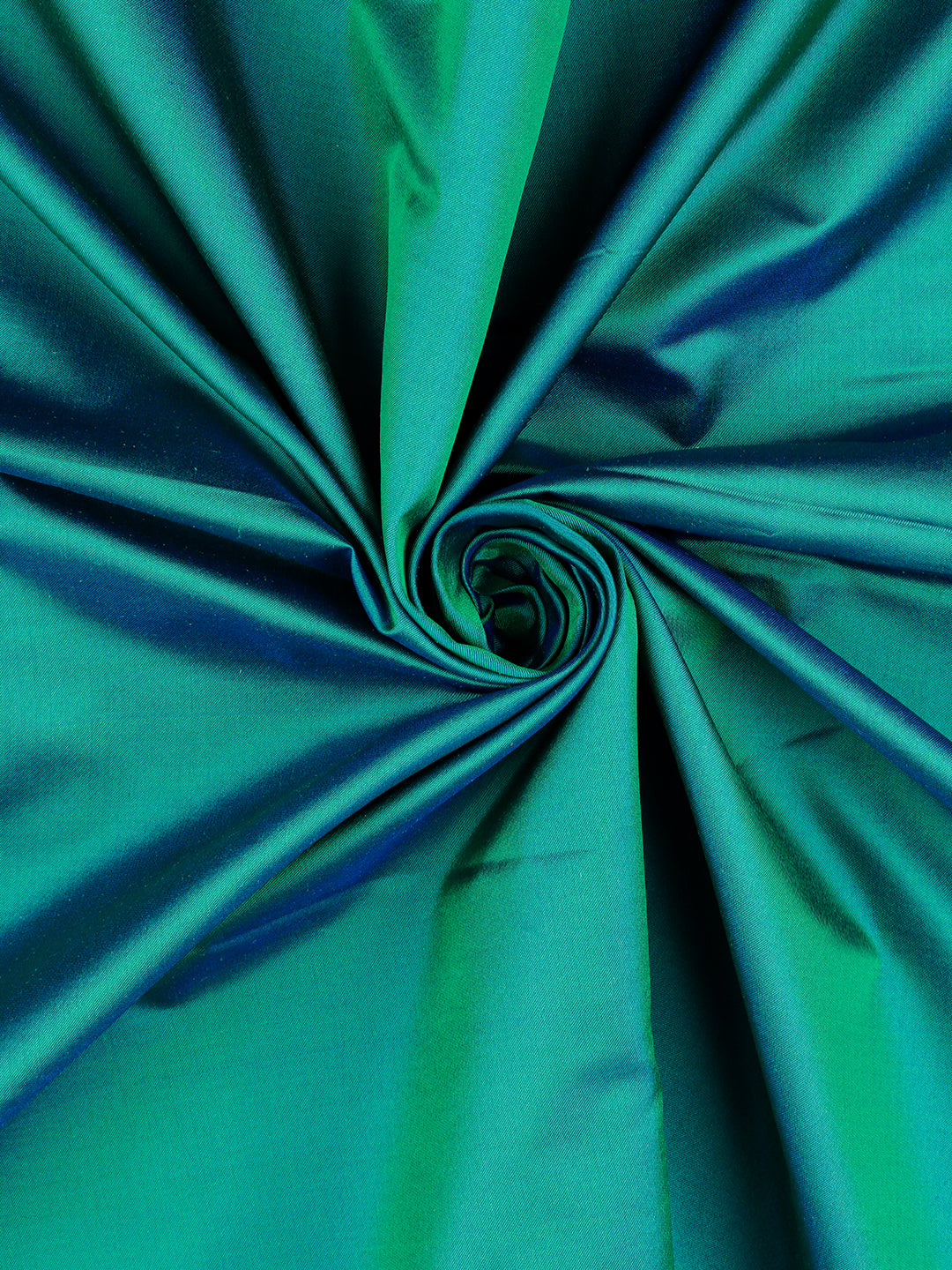 Mens Plain Double Shade Peacock Green Satin Pure Silk 10 Meter Shirt F