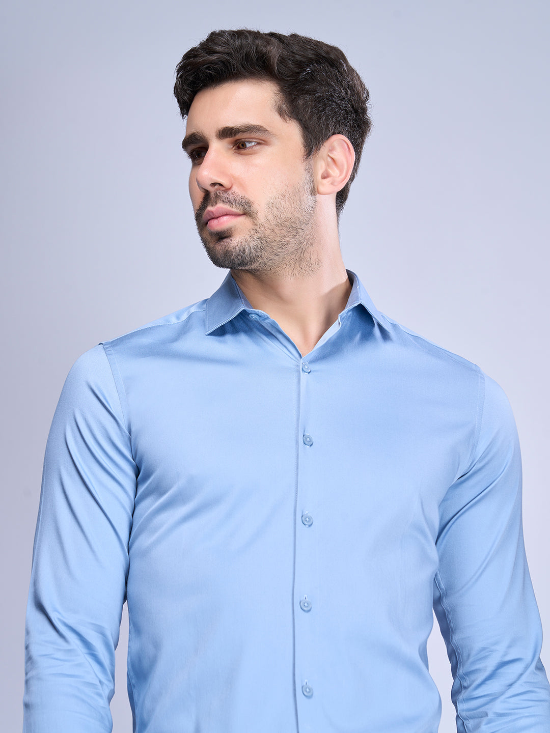Men Stretch Cotton Shirt Sky Blue FS23