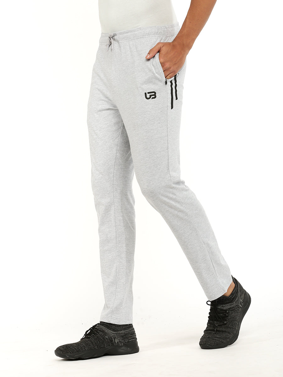 Men Combed Cotton Rich Regular Fit Track pant with Side Pockets Grey M