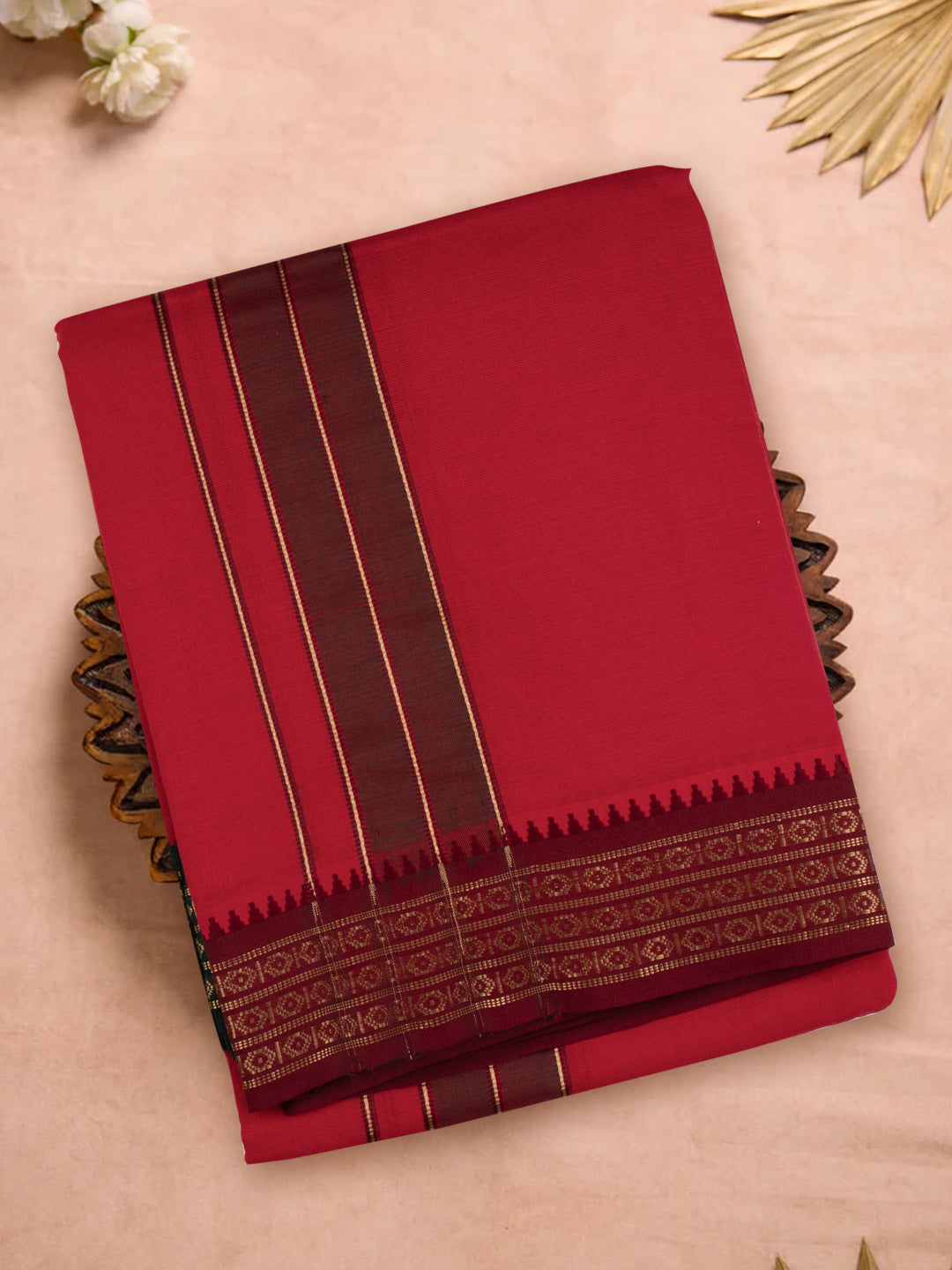 Men Panchakacham with Angavasthram Dheeksha Red (9+5)