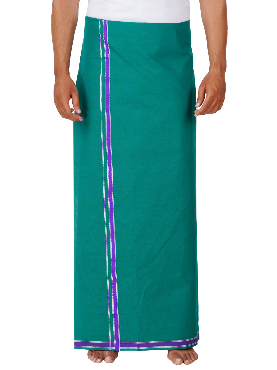 Mens Dark Green Dhoti with Voilet Fancy Border My Trend Colour 3