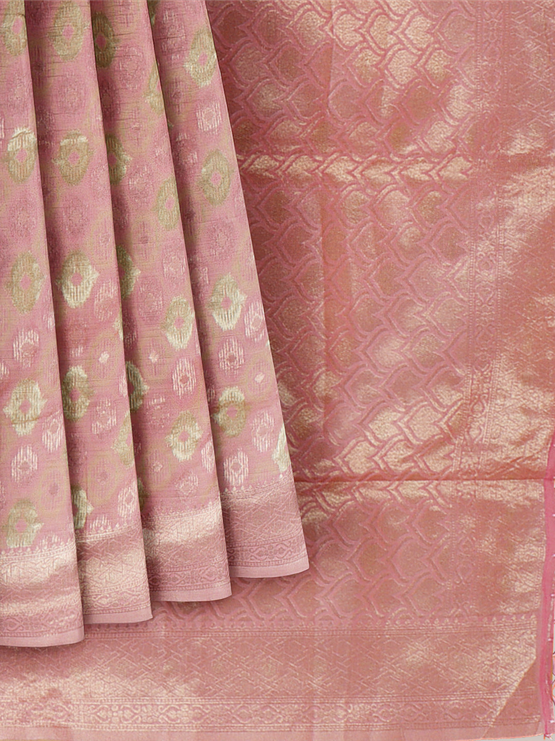 Women Light Pink Cotton Weaving Saree PCS189