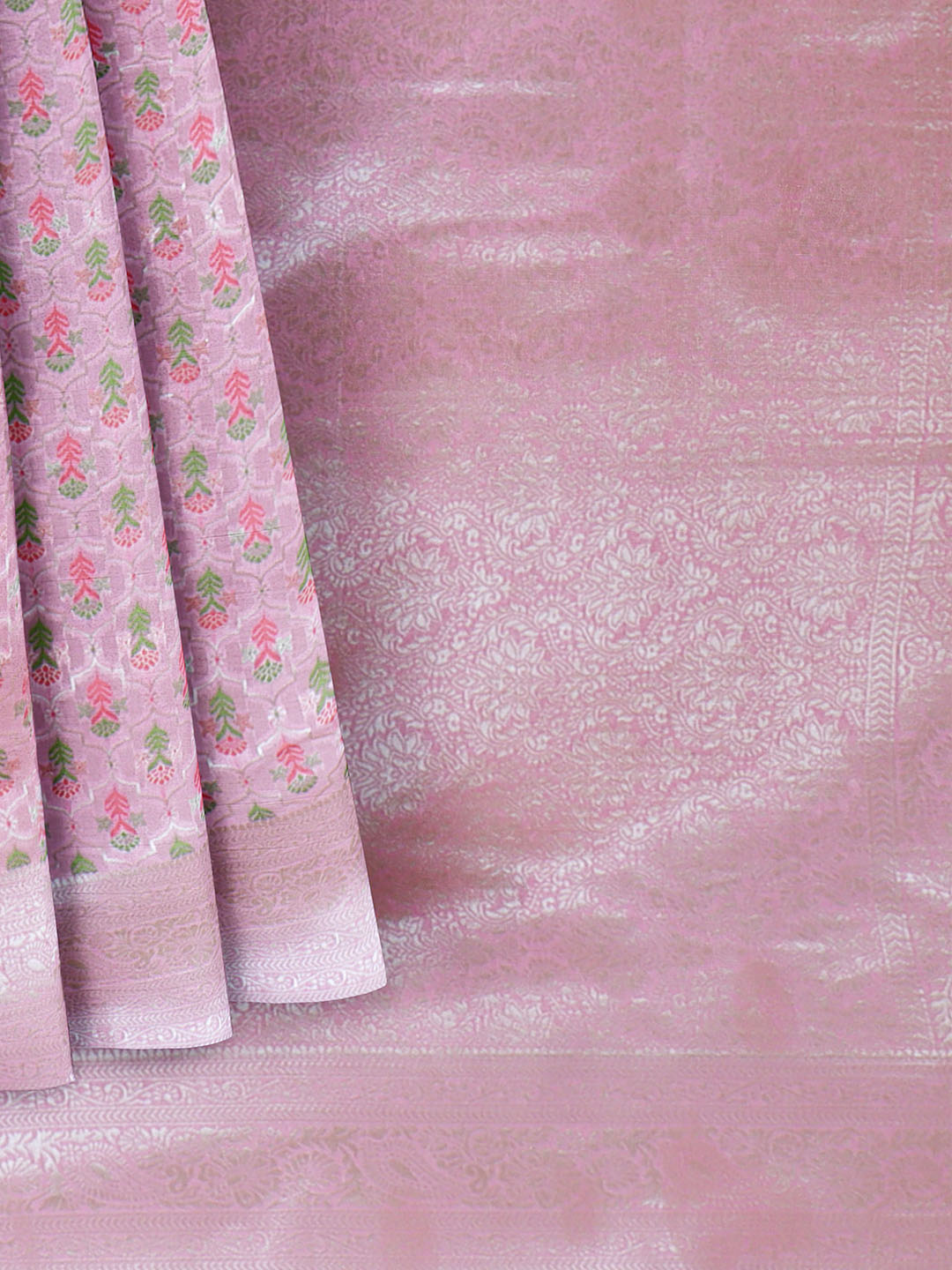 Women Pink Art Silk Printed Saree ASS86