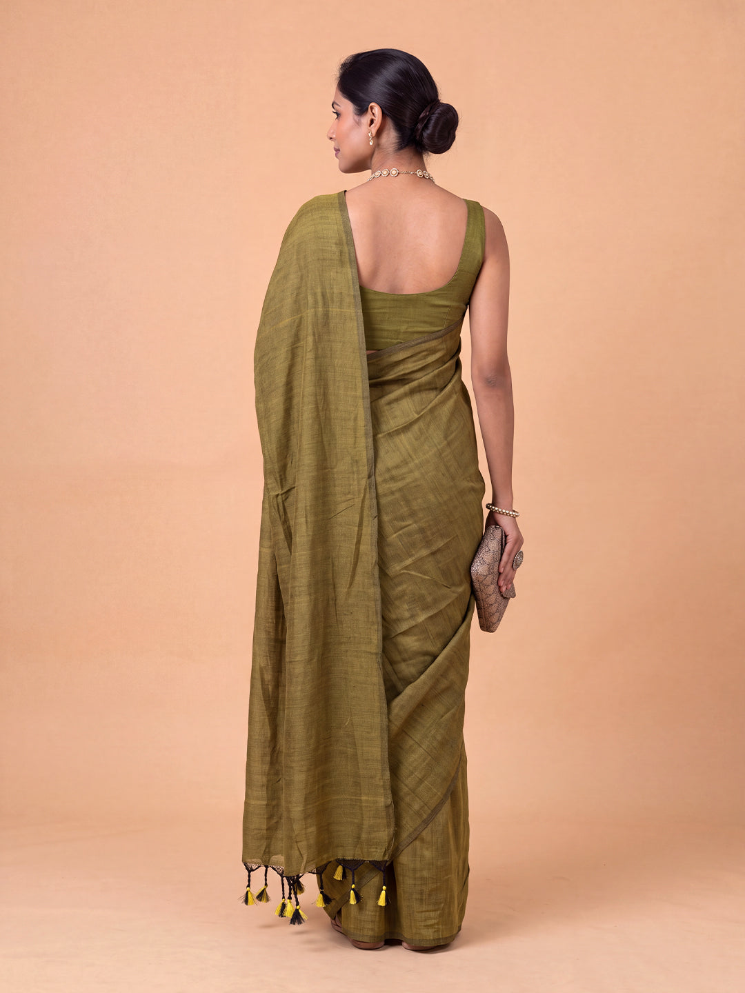 Women Pure Cotton Mustard Yellow Saree PCS287