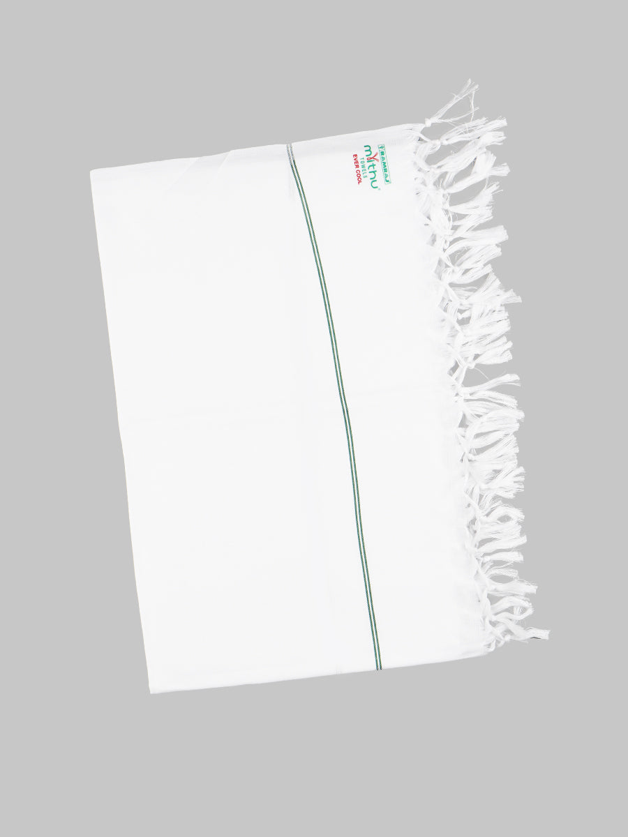 Cotton White Ever Cool Bath Towel-Green