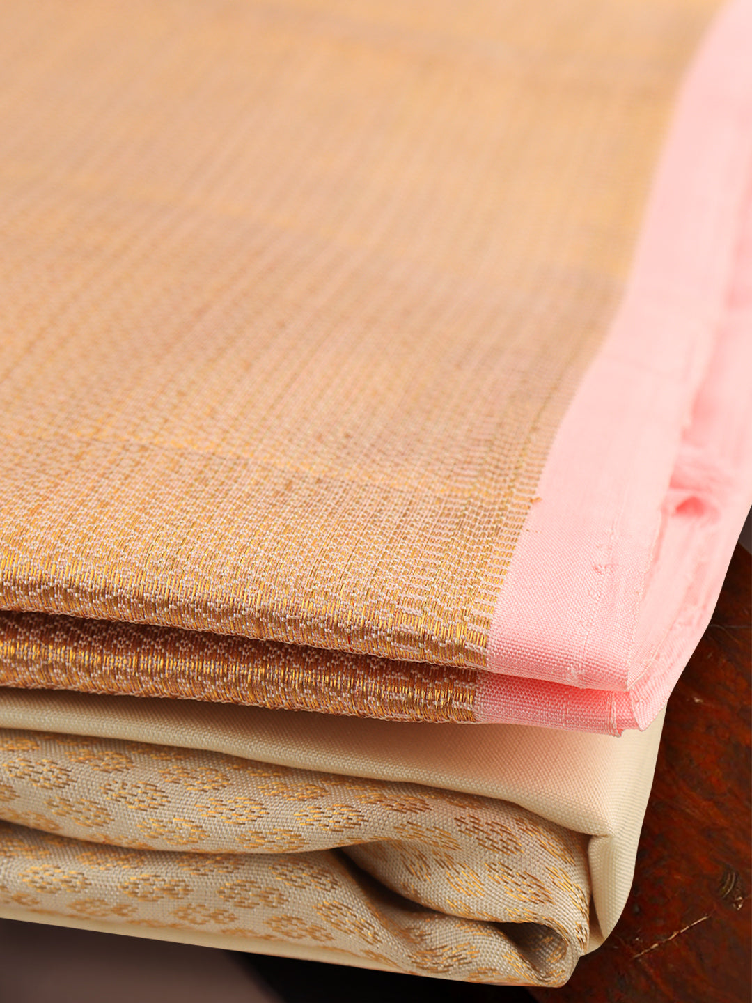 Men Premium Pure Silk Dhoti & Towel Set with 6" inch Gold Jari Border Amirtham AM8