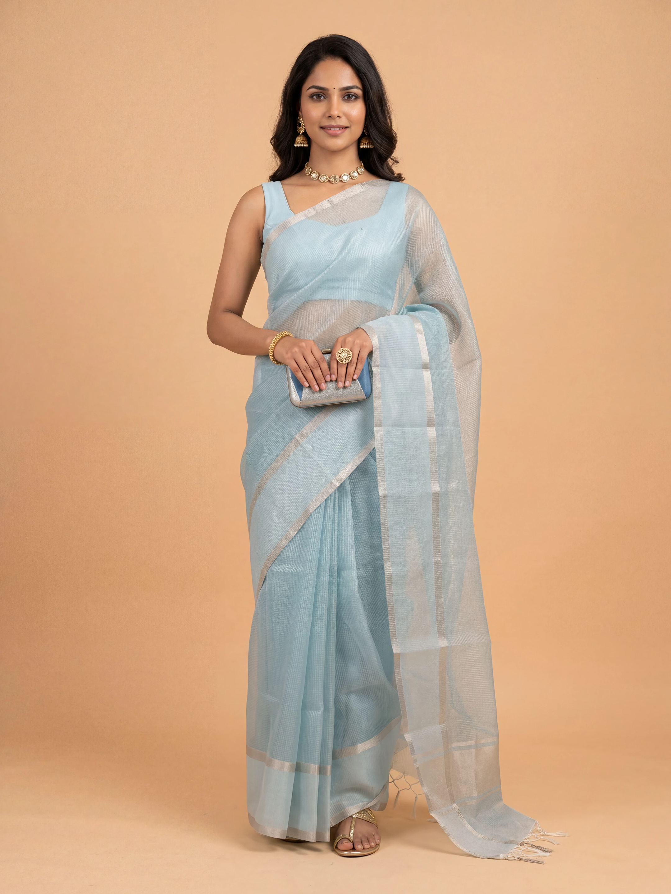 Women Art Silk Sky Blue Saree ASS131