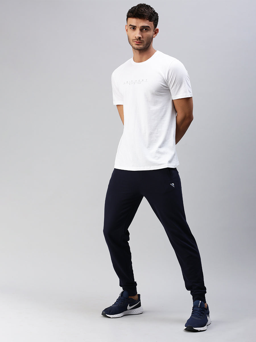 Men Combed Cotton Rich Jogger with Side Pockets Navy JP4