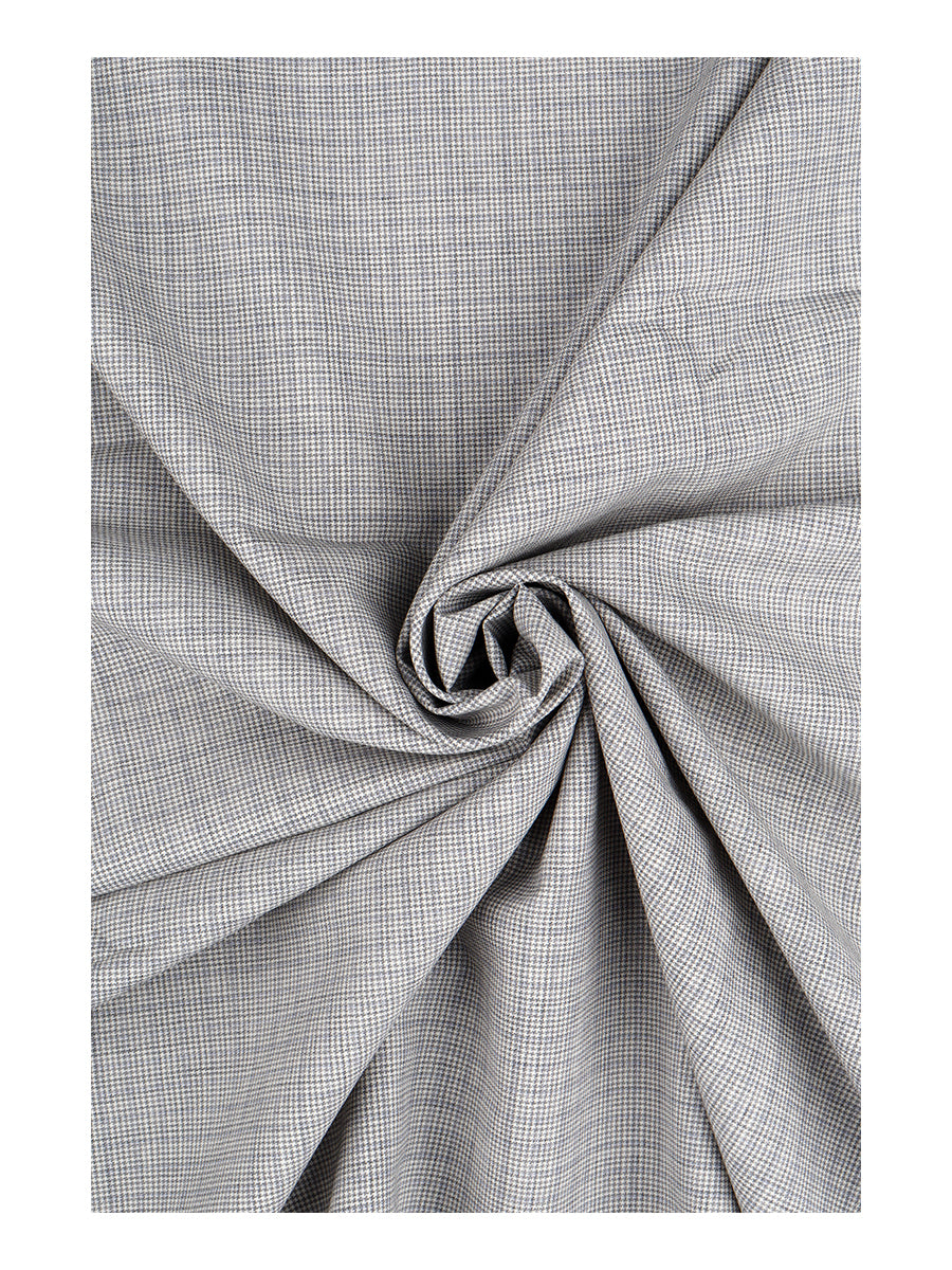 Premium Australian Merino Wool Blended Colour Checked Pants Fabric Grey Mark Wool