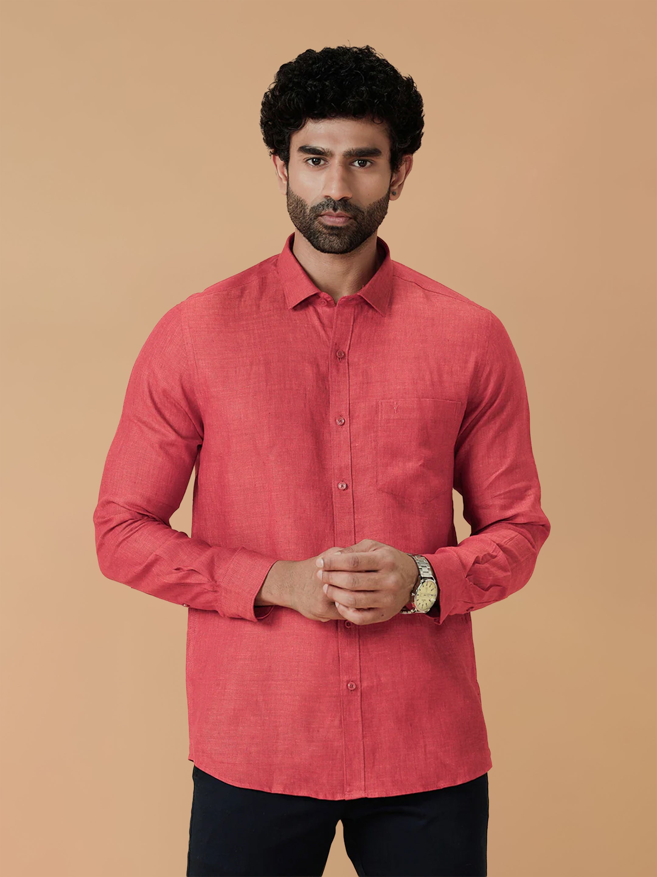 Pure Linen Vivid Red Smart Fit Shirt L14