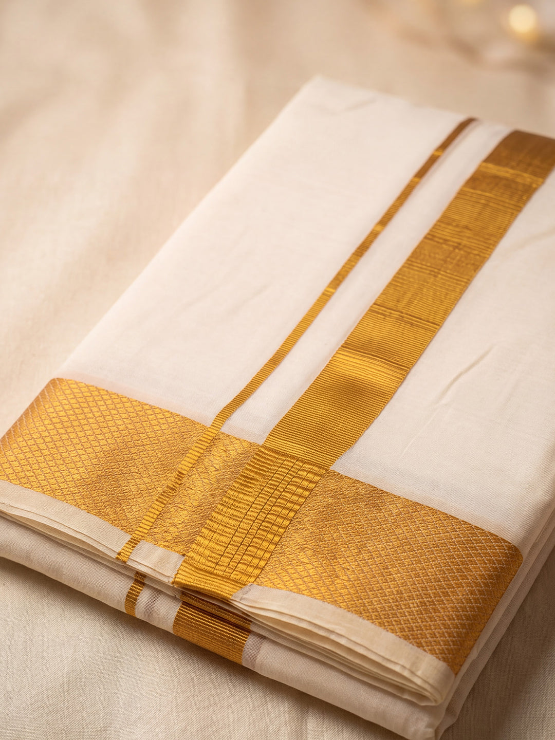 Premium Pure Tussar Silk Butterfly Hand Embroidered Customized Shirt & Dhoti Set with Zari Dozi Work on Collar & Cuffs | Vyoma Vaibhavam