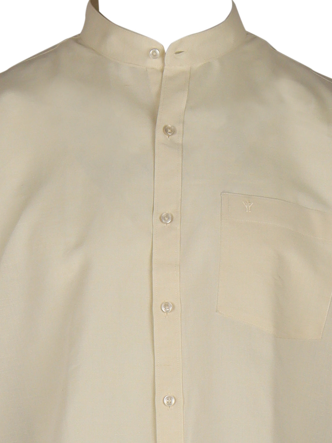 Men Cream Linen Cotton Chinese Collar Shirt LF12