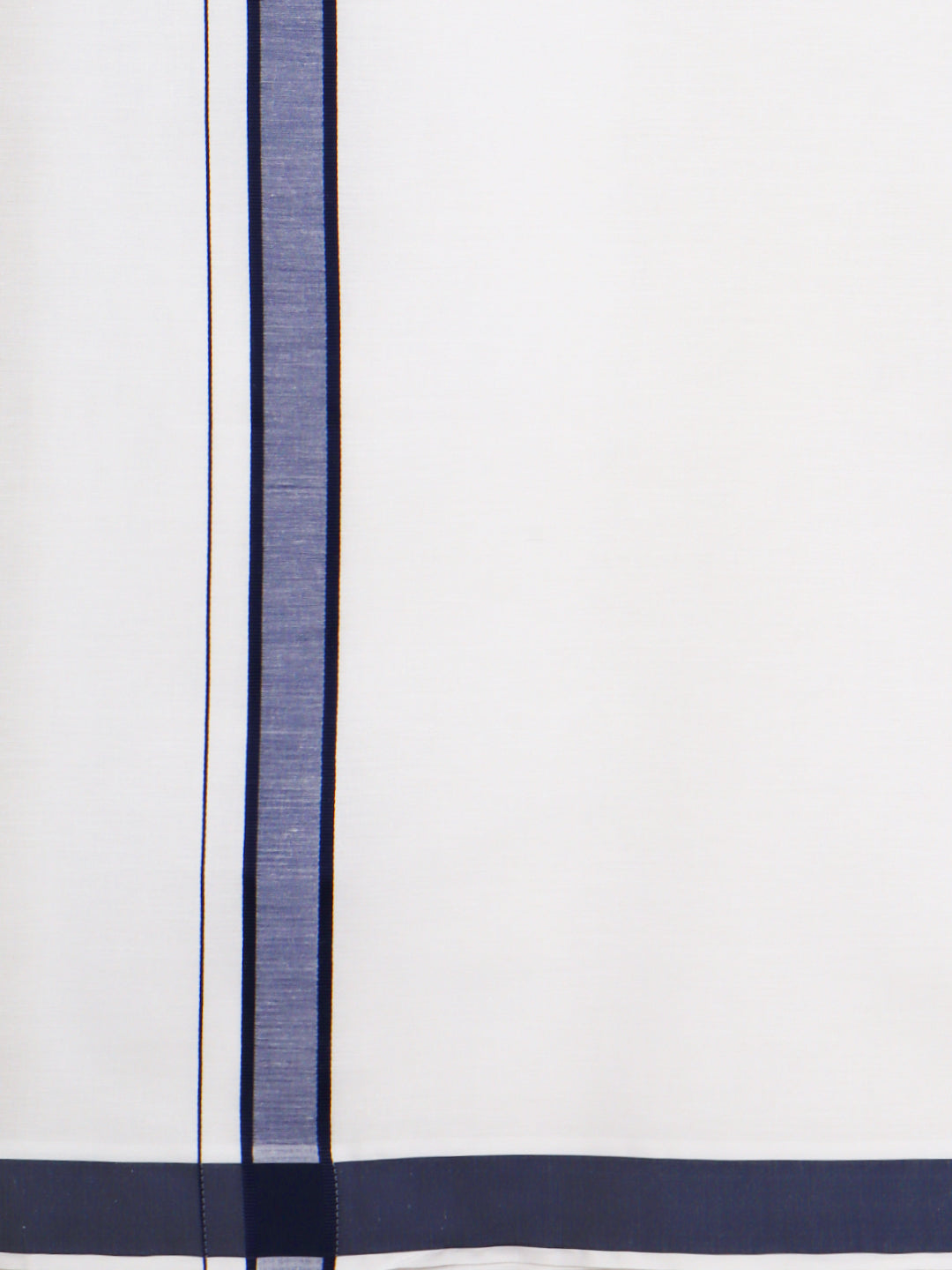 Men Cotton Blend Single Layer White Dhoti with Fancy Border WP26