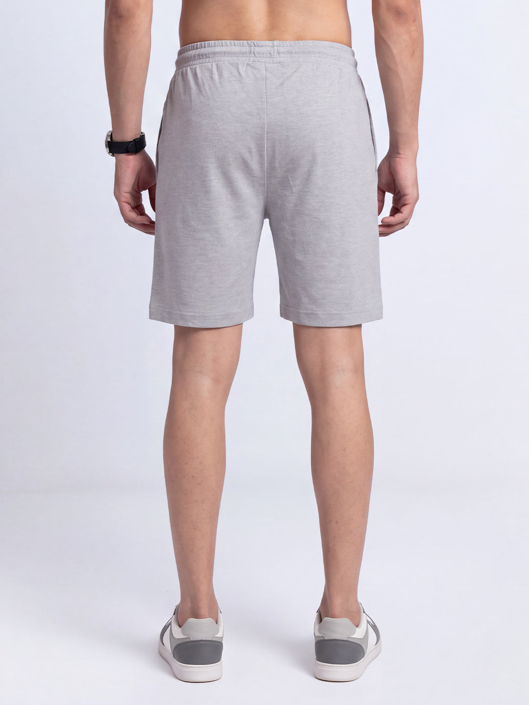 Cotton Rich Popcorn Structured Fabric Grey Melange Shorts PS3