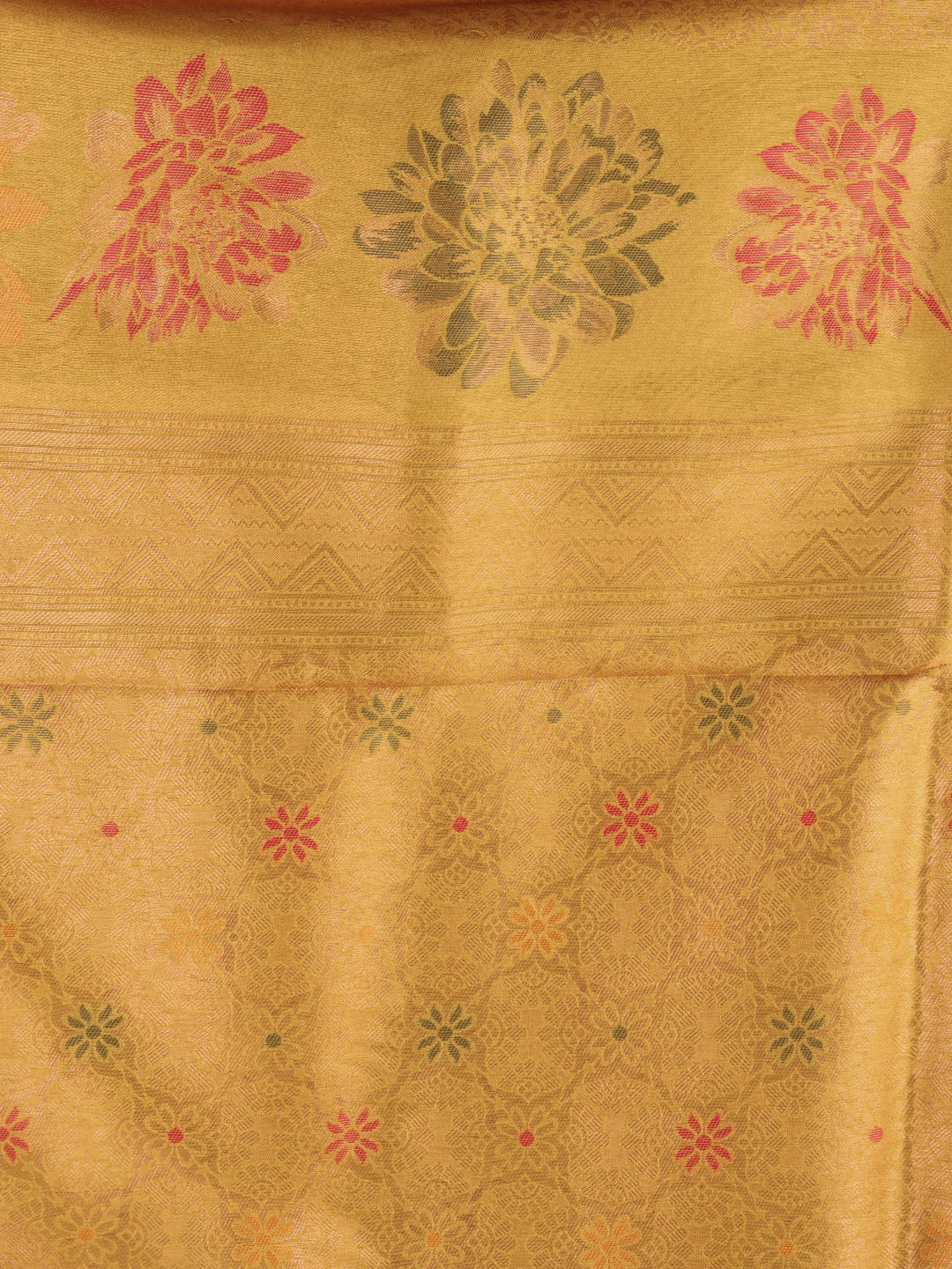Women Golden Yellow Semi Mysore Silk Saree SS378