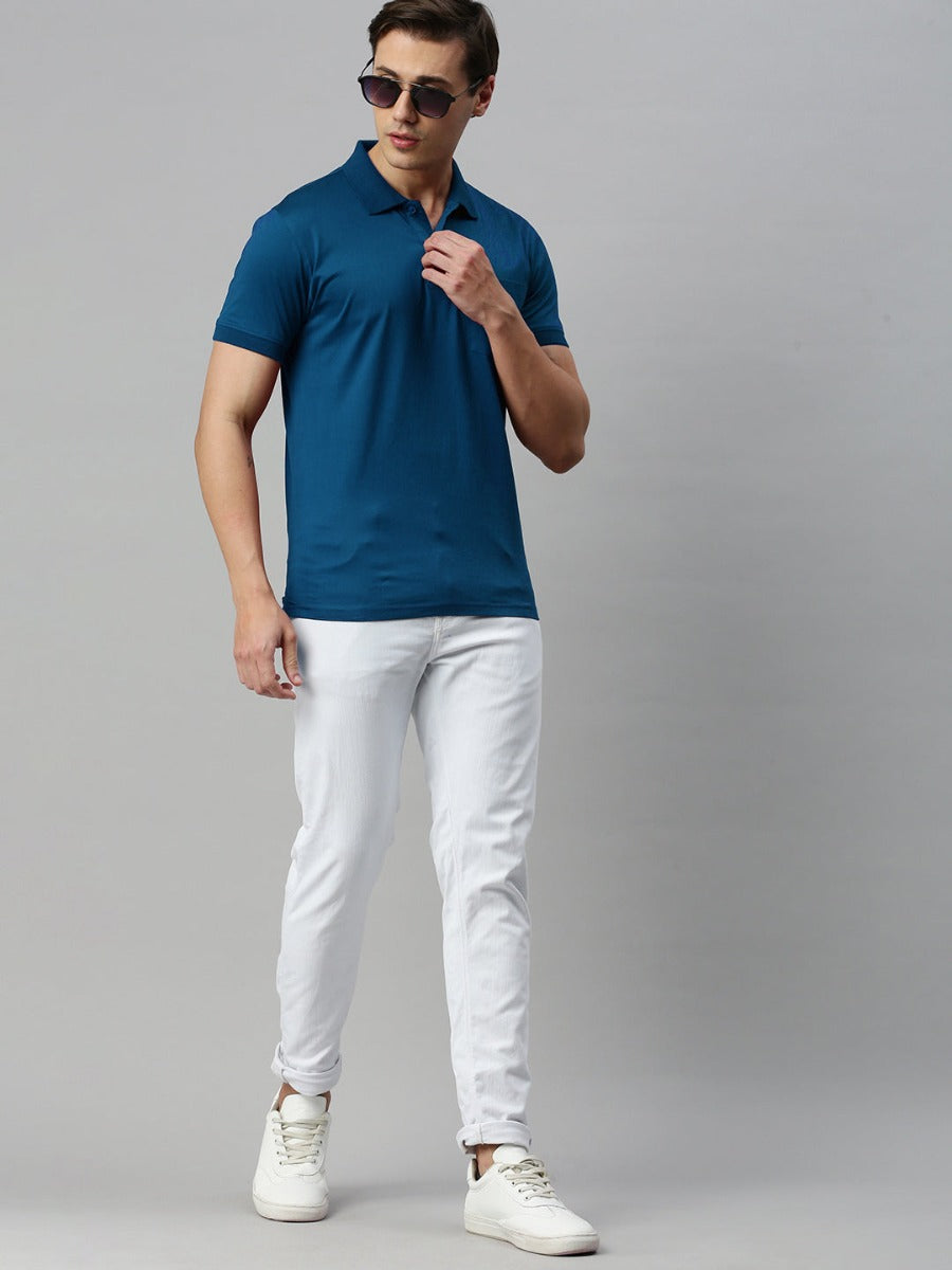 Mercerised Polo Flat Collar T-Shirt Maroon with Chest Pocket MP9-Full view
