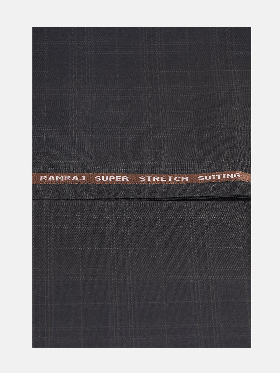 Men Cotton Blend Checks Pants Fabric Brown Icle Stretch