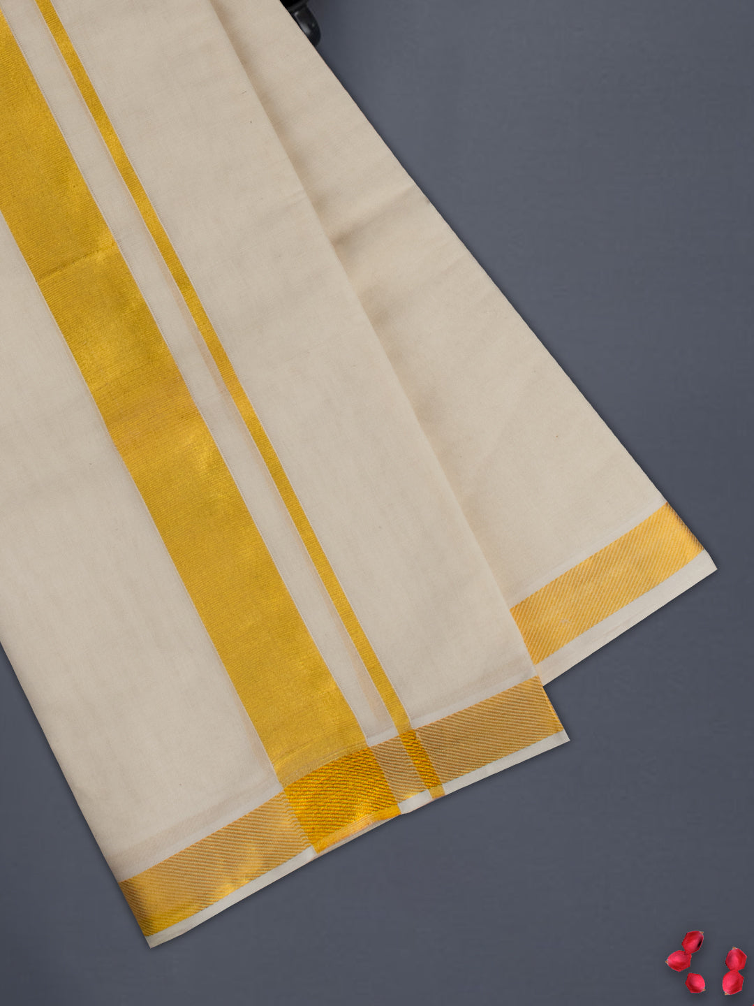 Men 100% Cotton Gold Border Double Dhoti Luxury Club Aroma