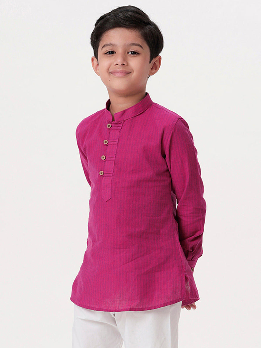 Boys Breeze Cotton Full Sleeves Purple Kurta-Side view