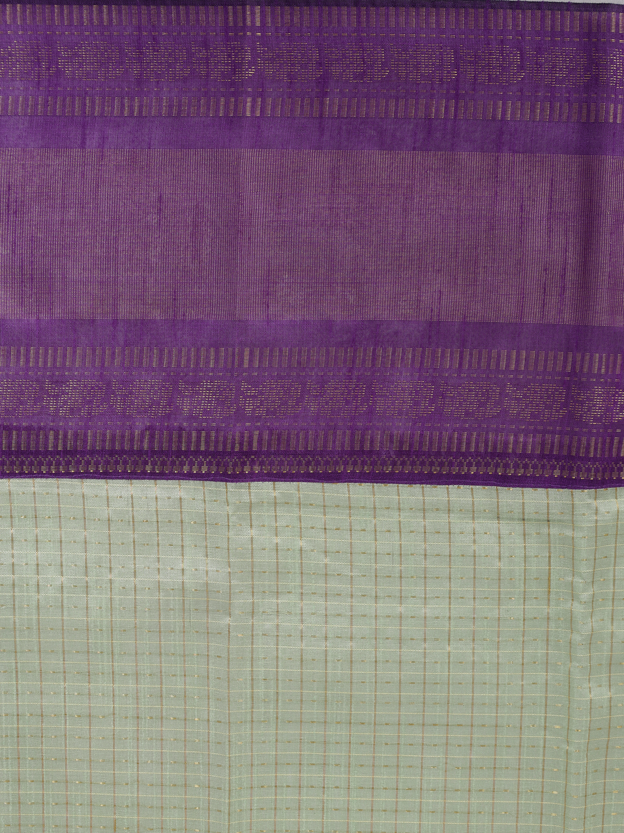Women Semi Linen Green Checked Fancy Saree SL261