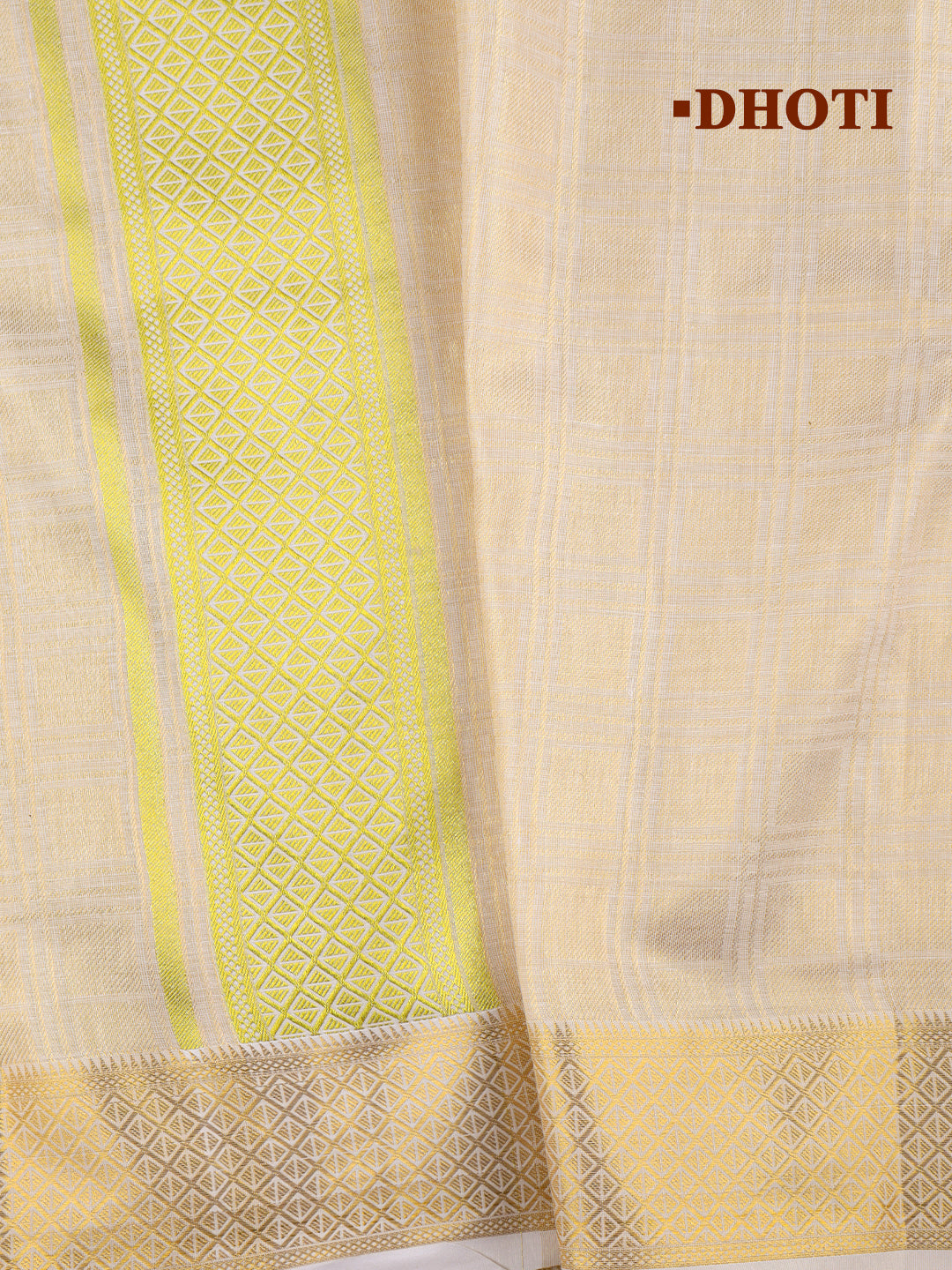 Men Tissue Dhoti Shirting & Towel Set Cream Golden Glory GG02