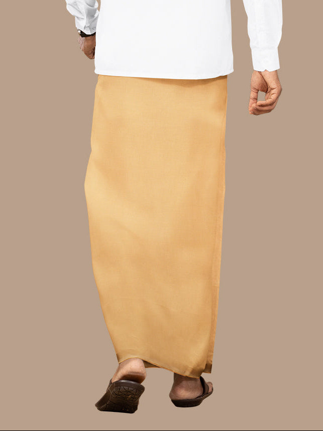 Men 100% Cotton Single Layer Light Kaavi Dhoti with Assorted Border Poojan SB
