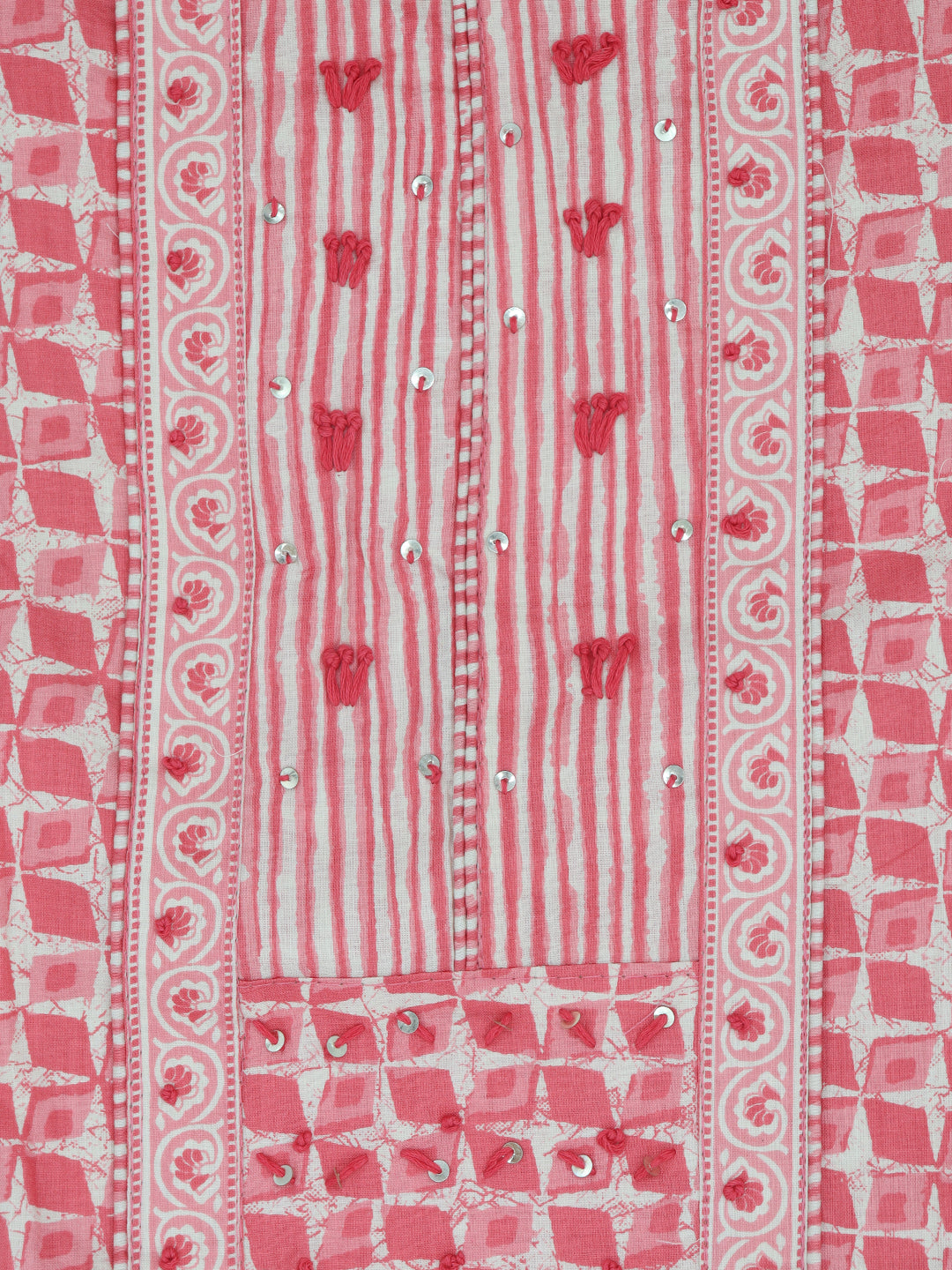 Women Pure Cotton Dress Material Pink DM330