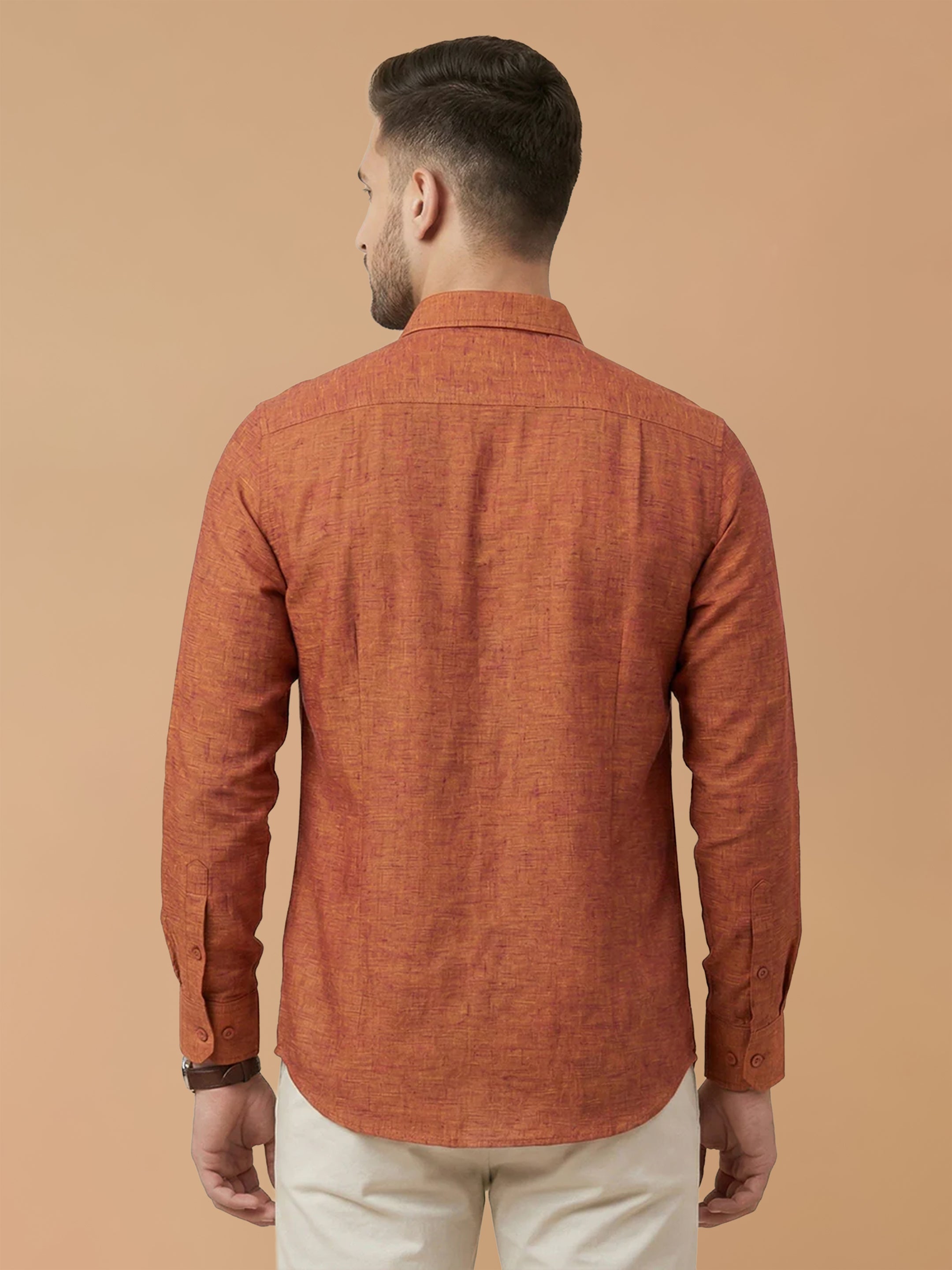Pure Linen Strong Orange Smart Fit Shirt L90