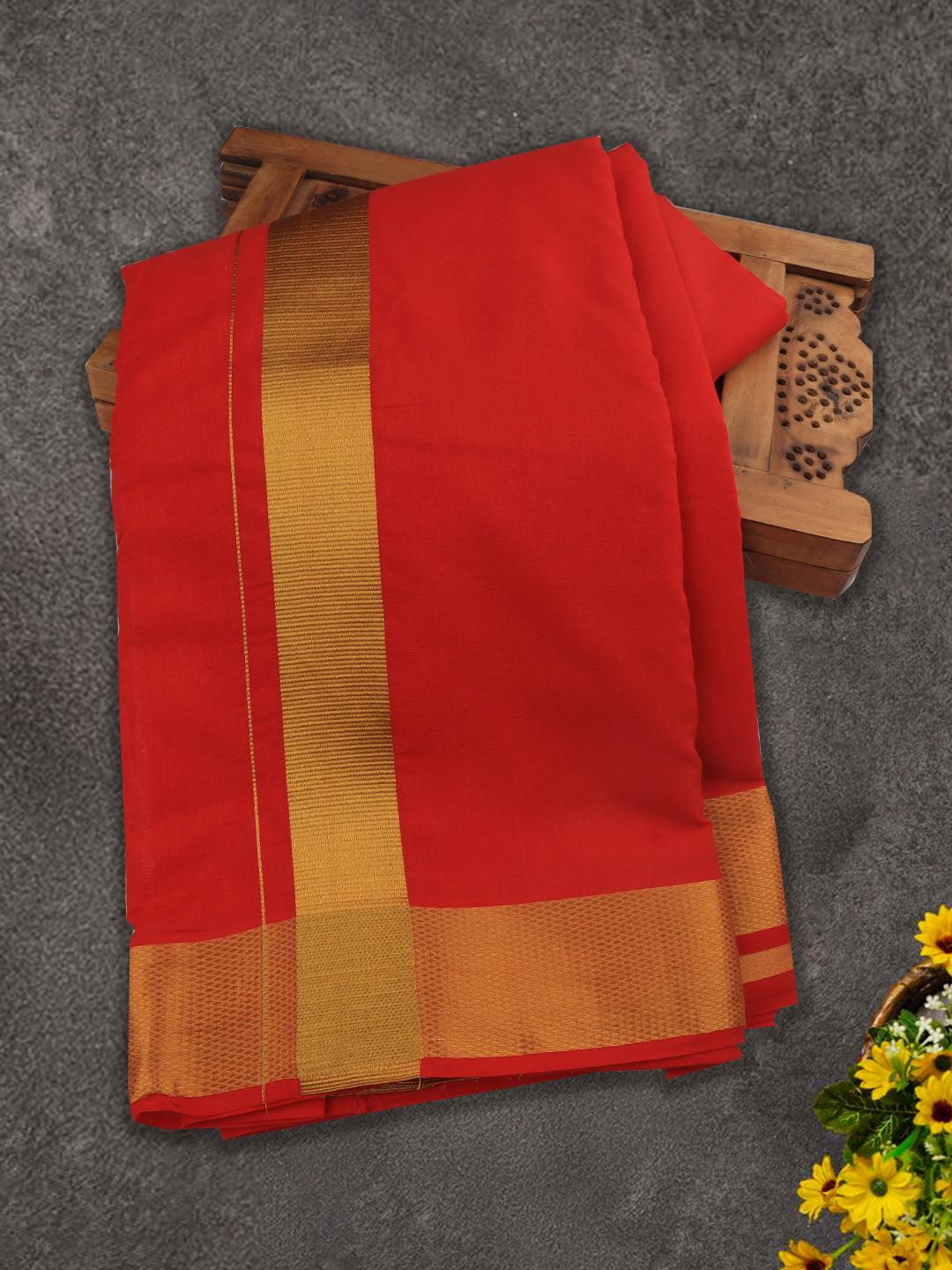 Men Panchakacham with Angavasthram Dheeksha Red (9+5)