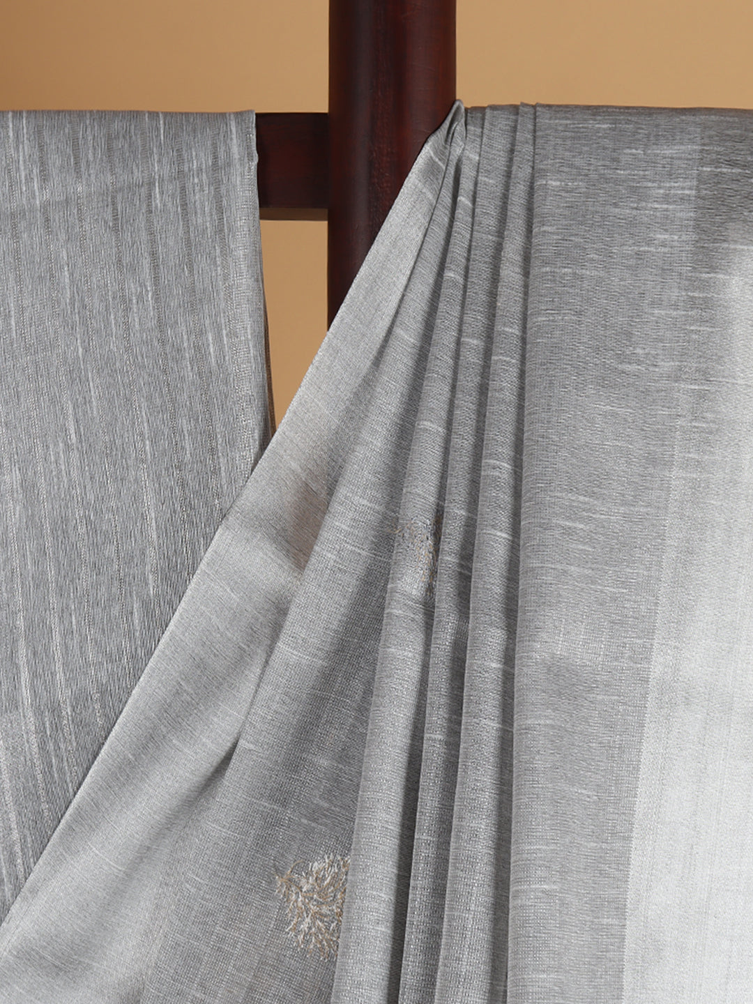Women Semi Linen Saree Light Grey SL216
