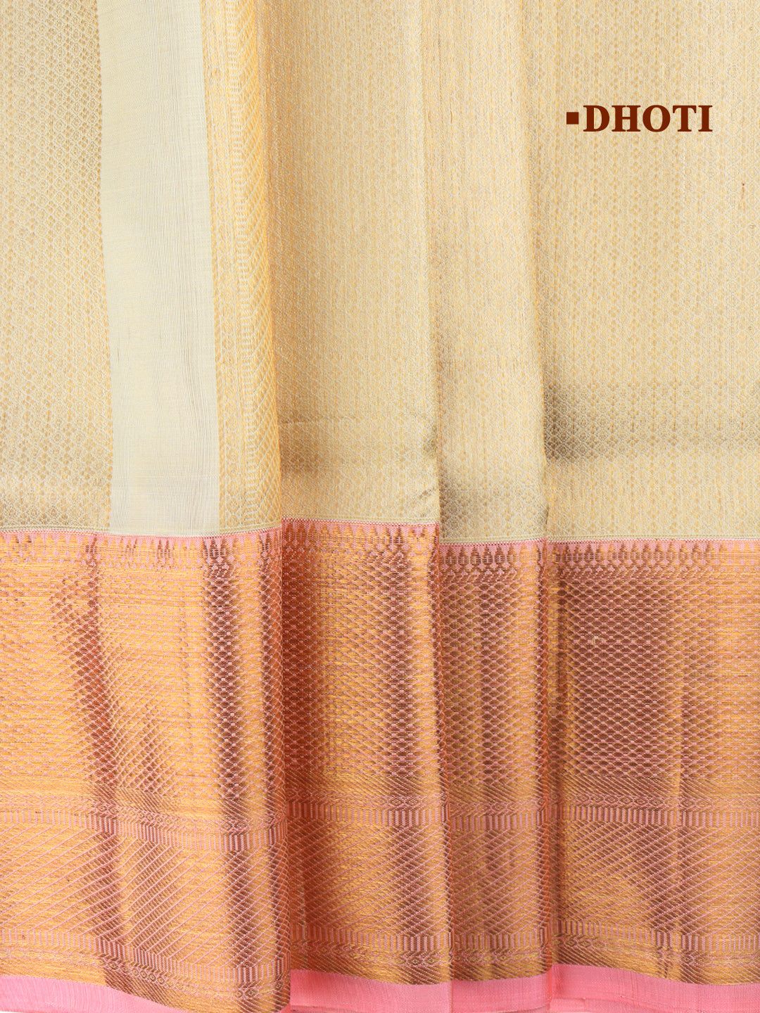 Men Premium Pure Silk Dhoti & Towel Set with 6" inch Gold Jari Border Amirtham AM10