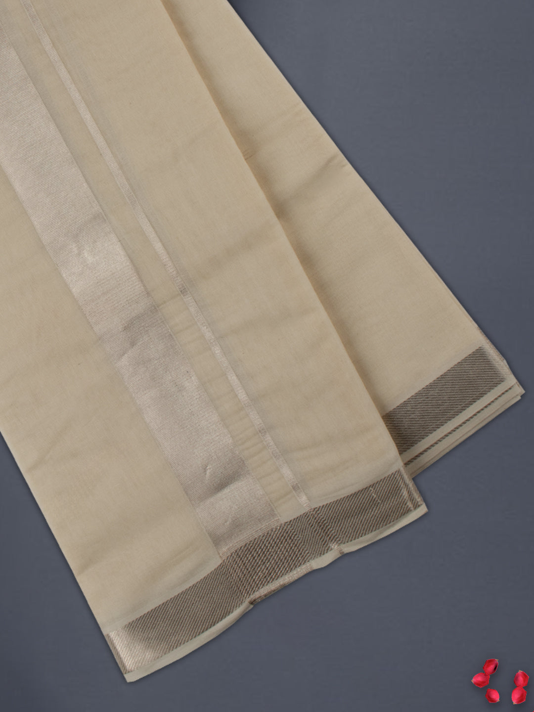 Men 100% Cotton Silver Border Double Layer Dhoti Luxury Club Aroma