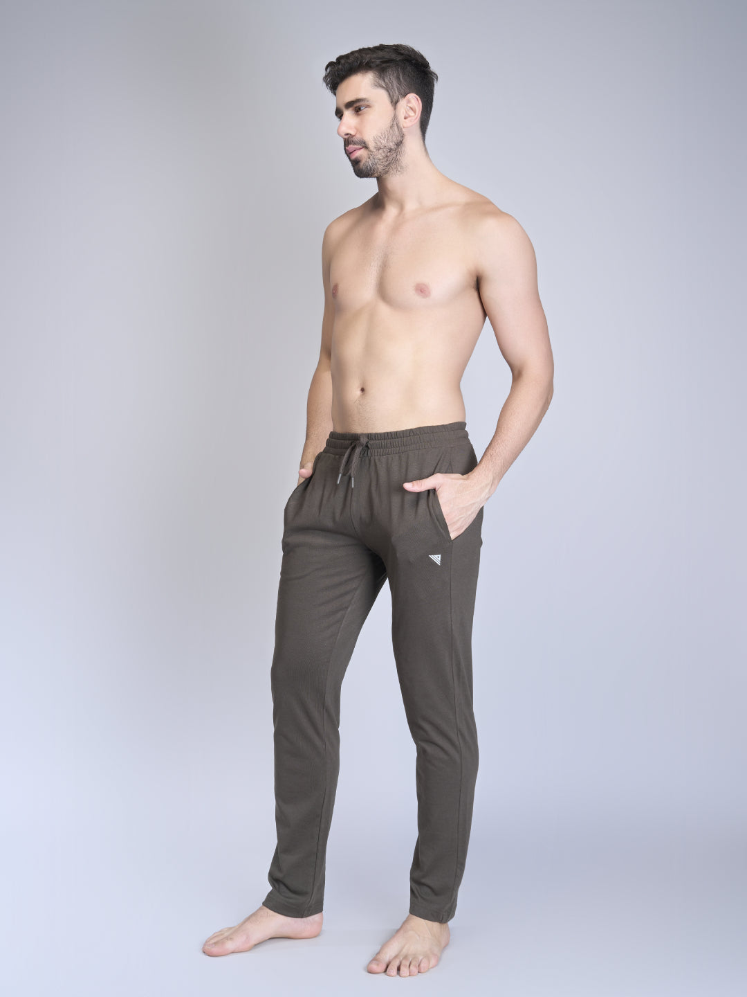 Men Combed Cotton Rich Track Pant with Side Pockets Olive Green ETK7