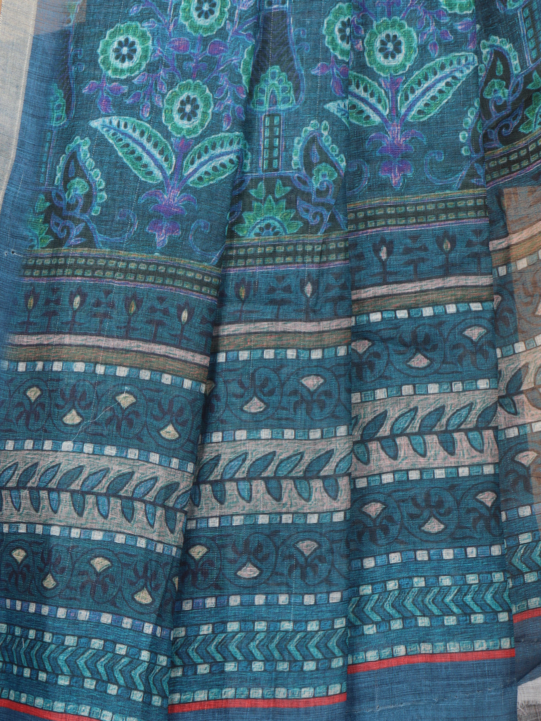 Women Blue Semi Linen Saree SL228