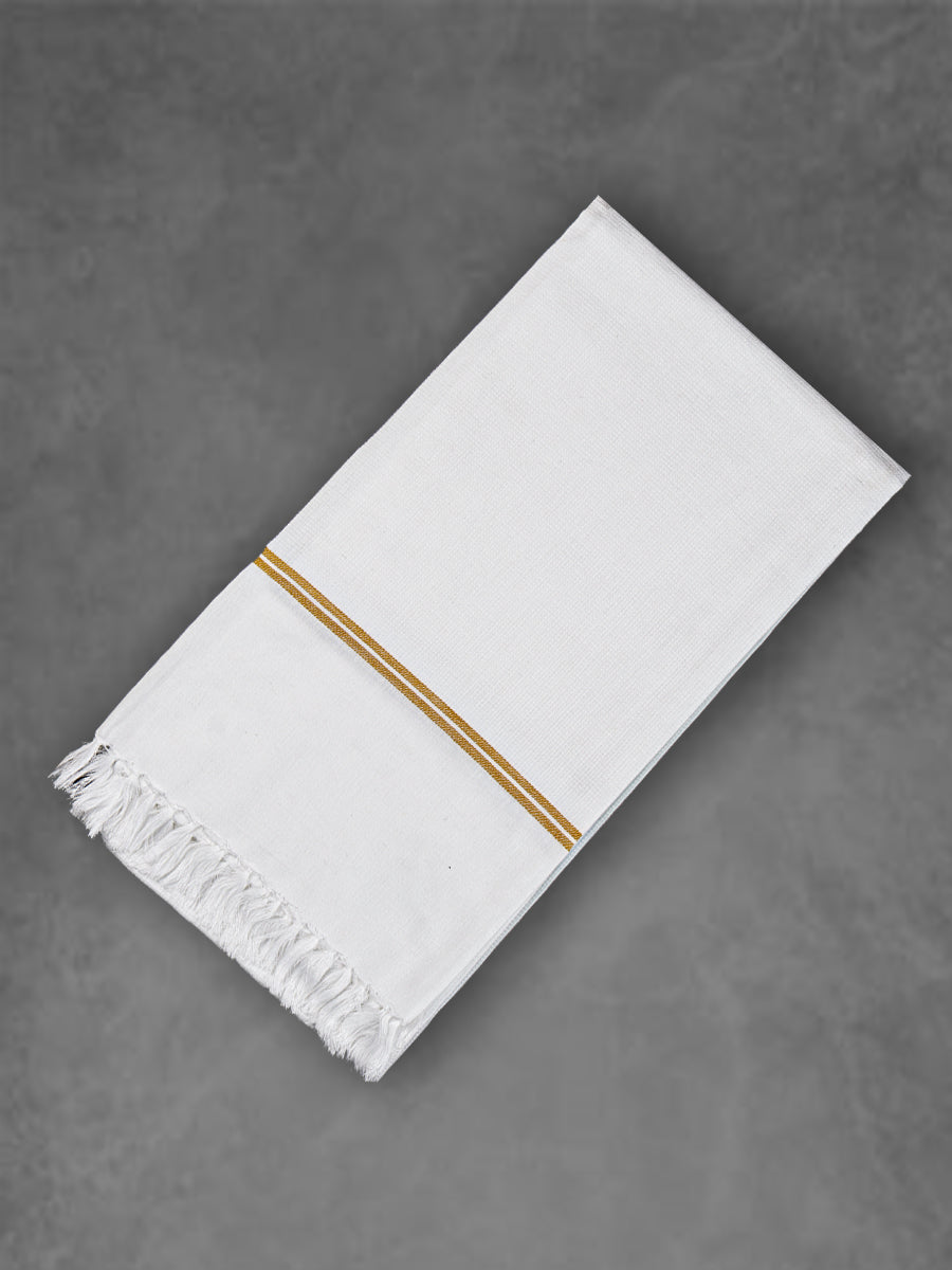 Premium Cotton Soft Feel White with Small Border Bath Towel 1046-Maroon