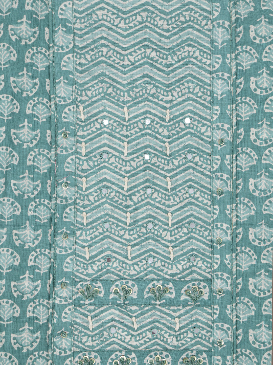 Women Pure Cotton Dress Material Green DM332