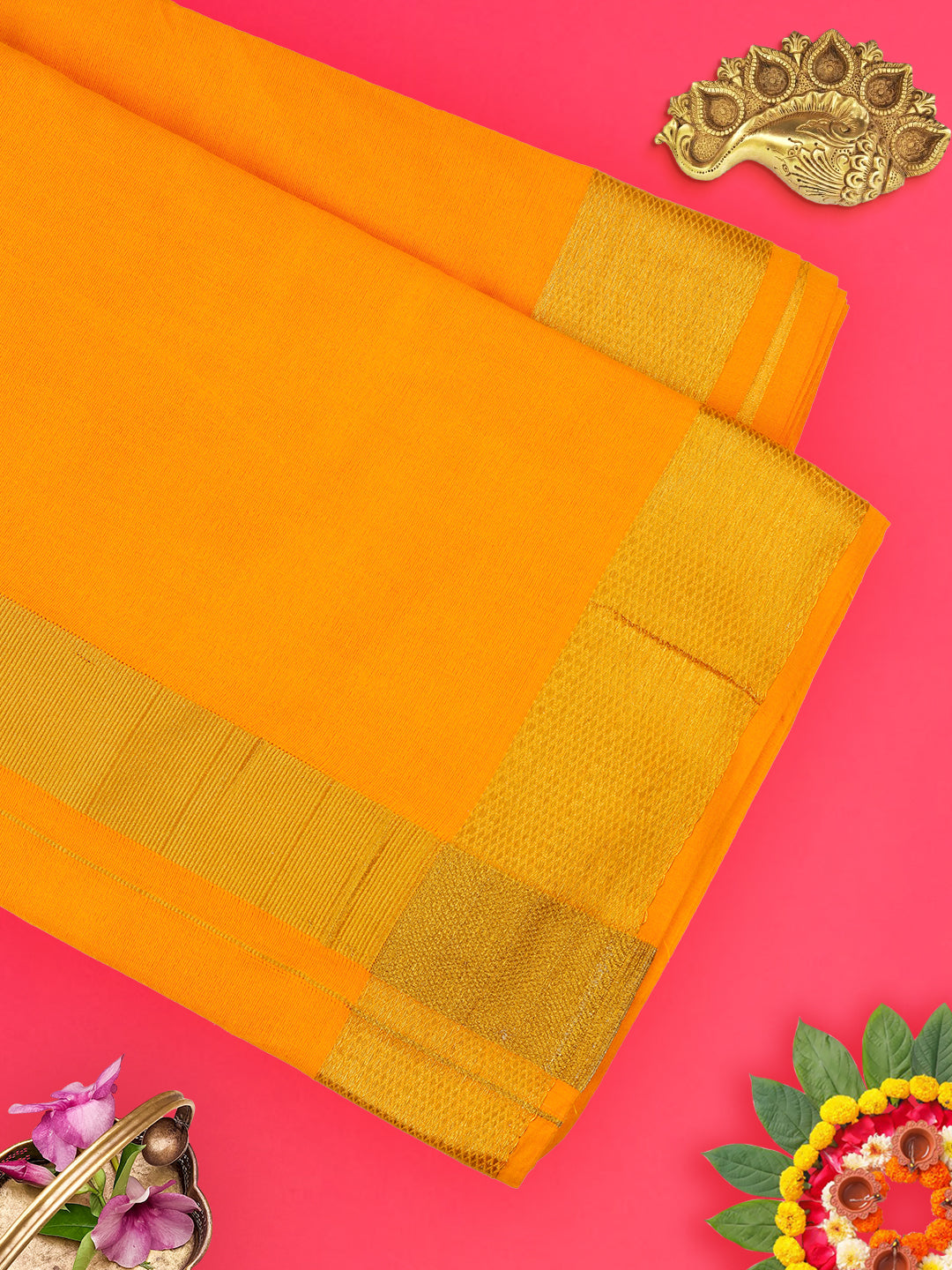 Mens Panchakacham Dhoti with Angavasthram Dheeksha Mango (9+5)-View three