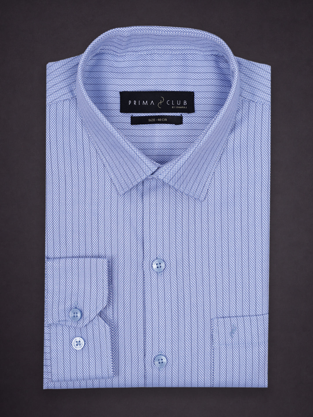 Prima Club Premium Cotton Dobby Light Blue Stripes Regular Fit Shirt SRAY1